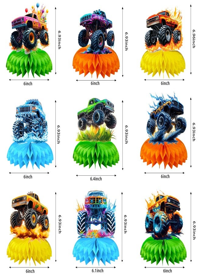 BQC 9 Pcs Monster Truck Table Decorations Monster Truck Birthday Decorations Monster Truck Centerpieces Monster Truck Party Supplies - Image 5